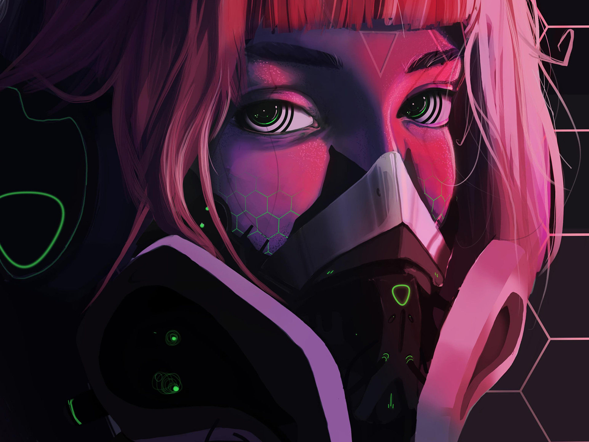 Wallpaper #bH2h844Bnwiau_P60w0E24 Wallpaper Respirator Face Mask Cyberpunk Girl Eyes HD Widescreen