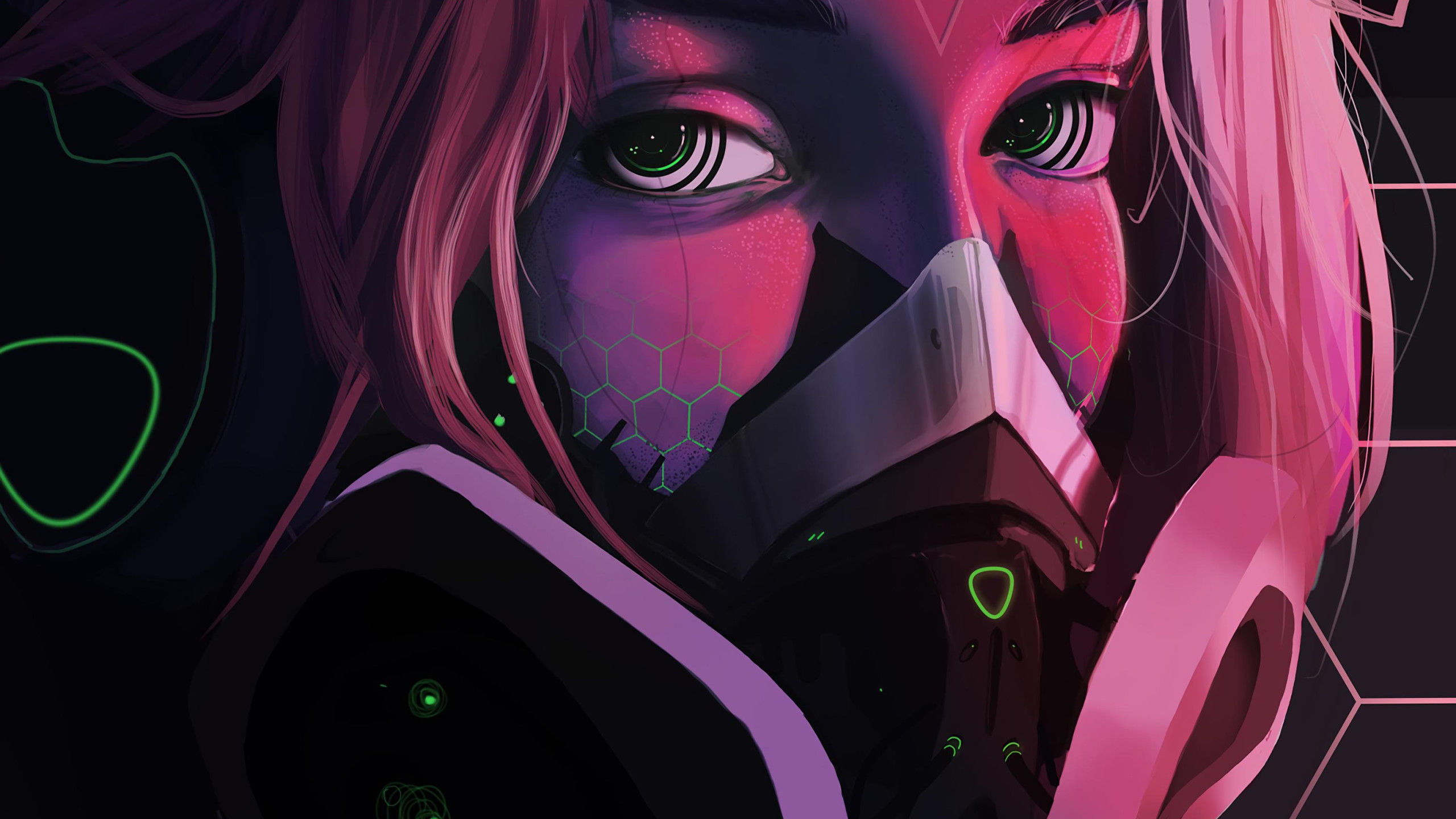 Wallpaper #bH2h844Bnwiau_P60w0E30 Wallpaper Respirator Face Mask Cyberpunk Girl Eyes HD Widescreen