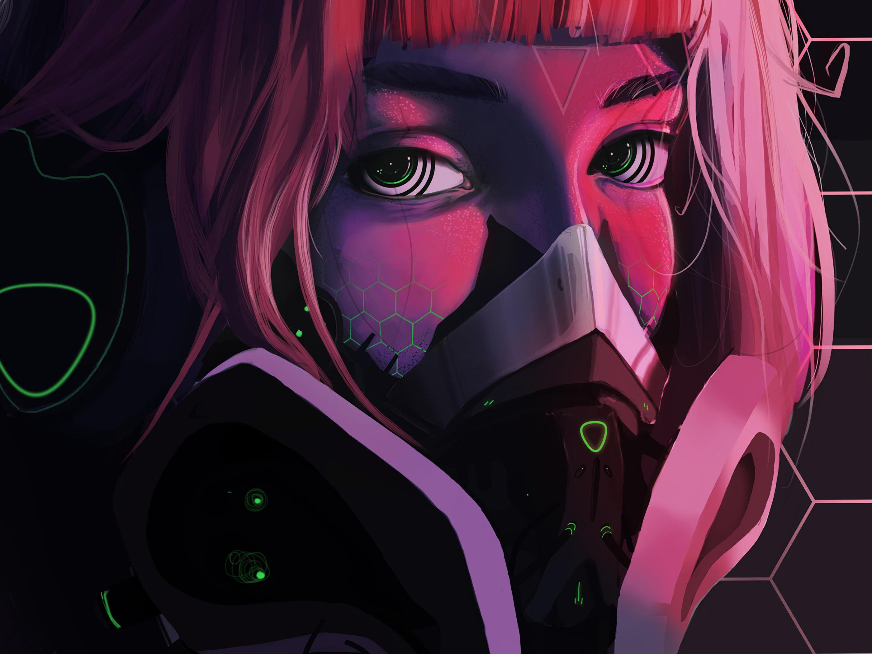 Wallpaper #bH2h844Bnwiau_P60w0E25 Wallpaper Respirator Face Mask Cyberpunk Girl Eyes HD Widescreen
