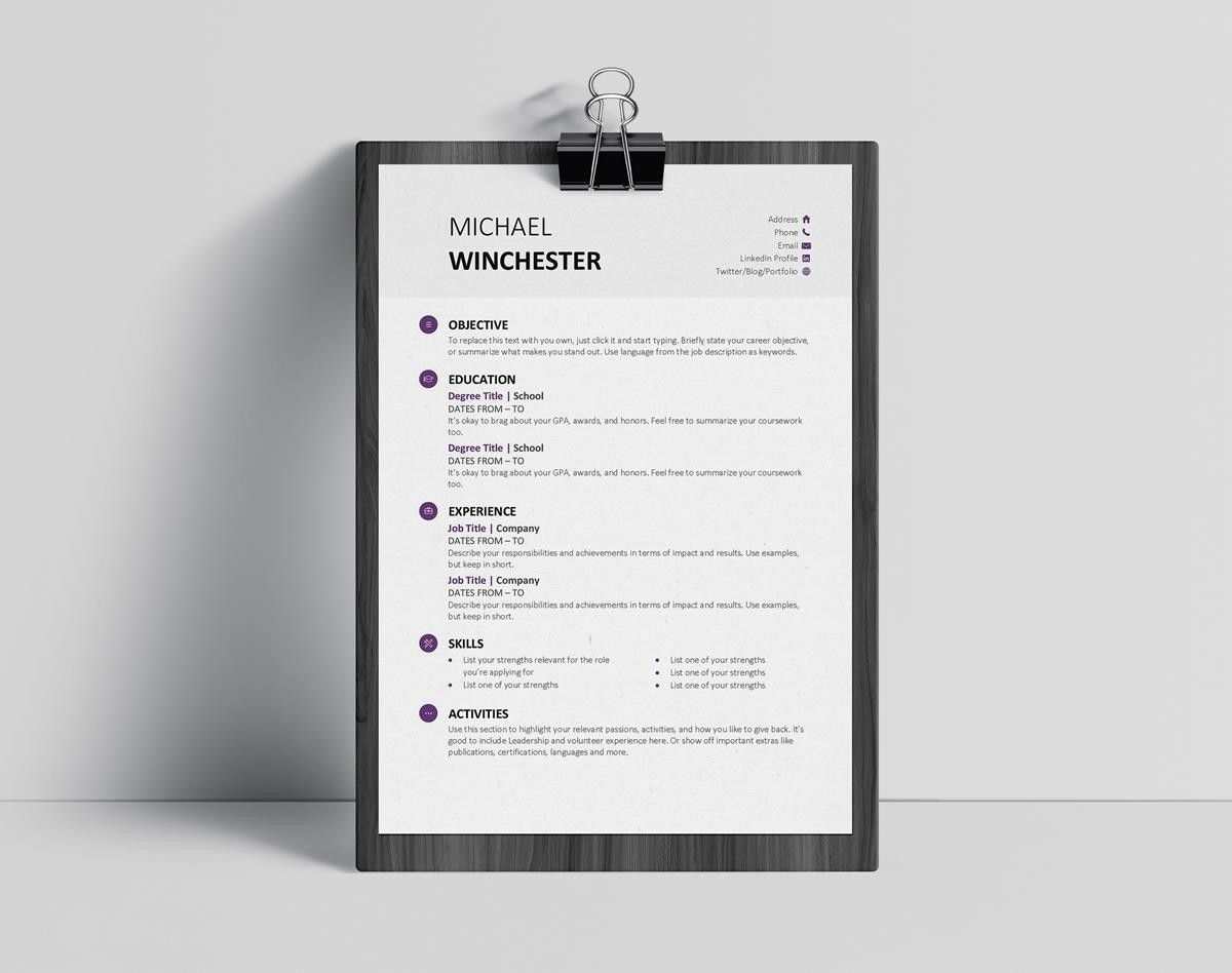 Wallpaper #XR0NLZMBlOZrFDOkqs4j290 Free Minimalist Resume Template Freebies Psd Riset