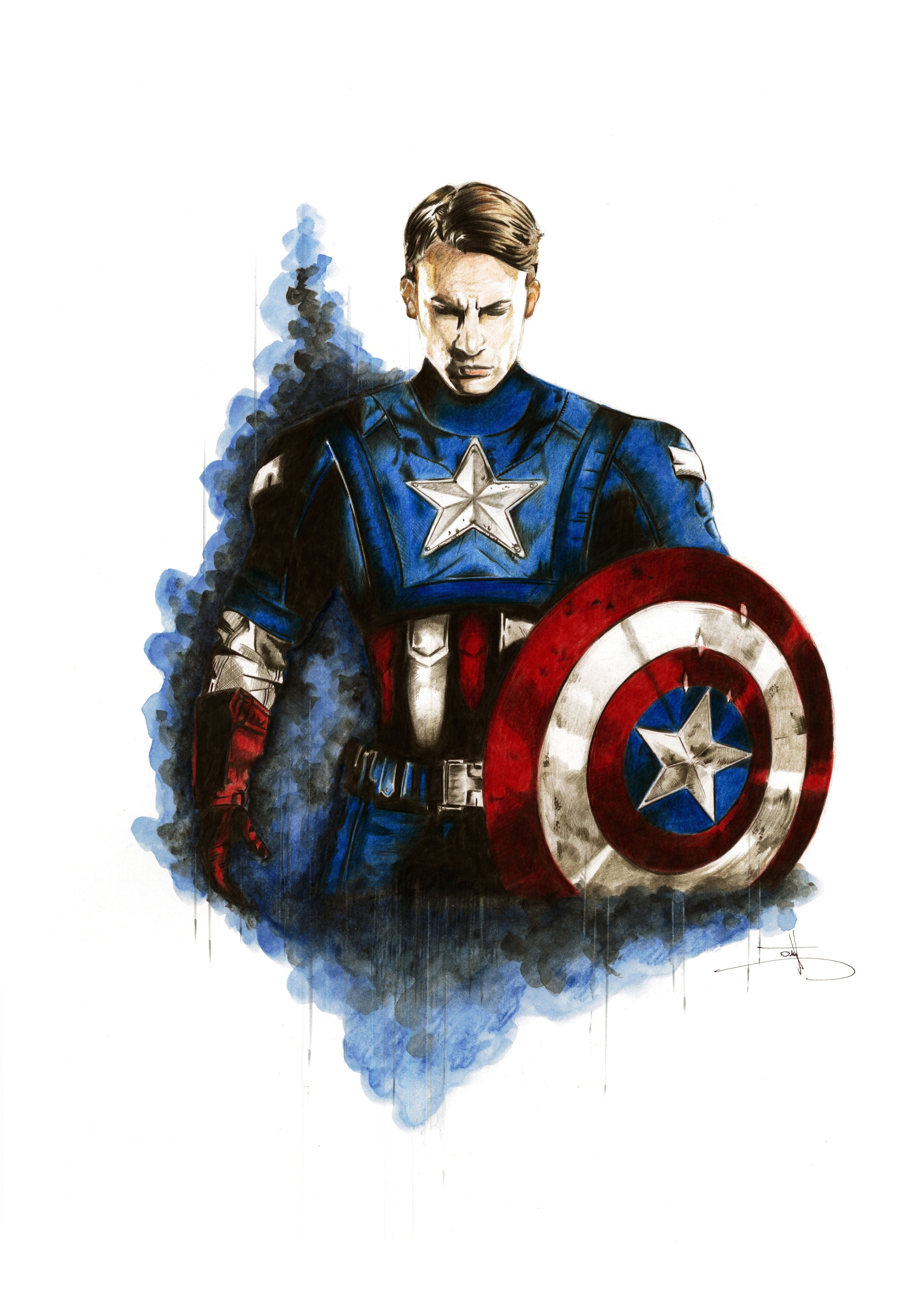 Wallpaper #pkVCkI4B7YBJg1BV8J0758 Captain America Par Tom Chanth Illustration Originale