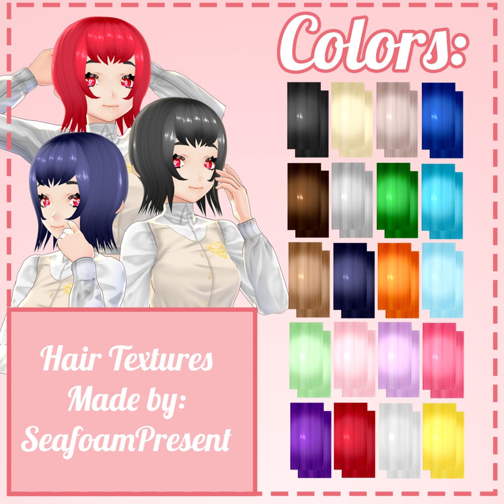 Wallpaper #wnfOJZMB-pgBXx60tp_N56 Vroid Studio Hair Texture Multicolored Hair Isolated on White