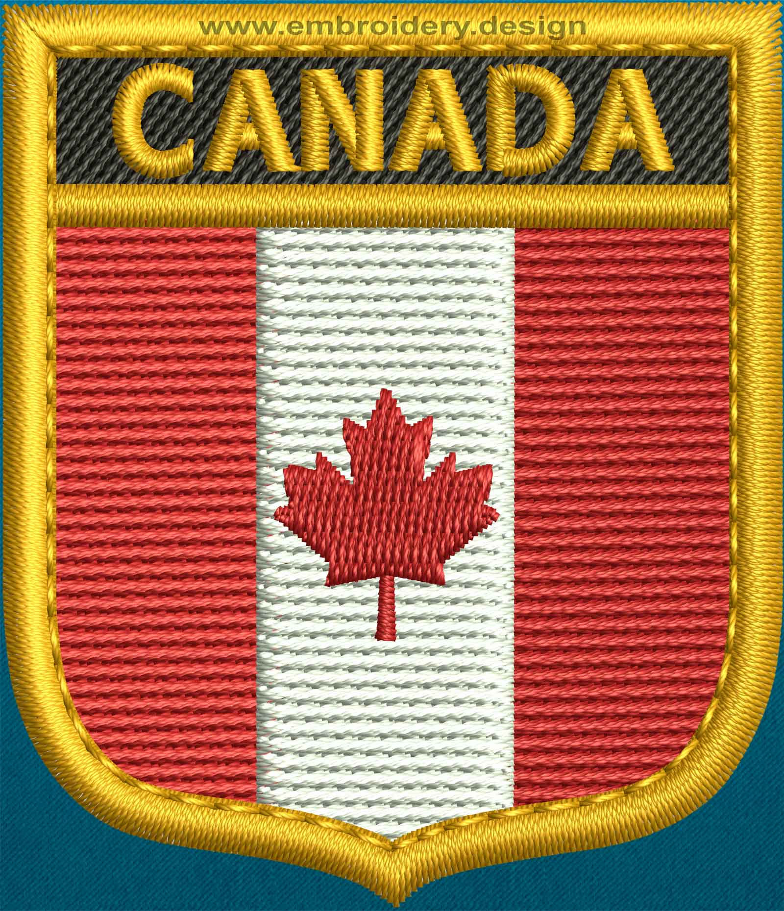 Wallpaper #yDEUNpMB5zzyi_yYZFhW233 Design Embroidery Flag of Canada Shield with Gold Trim by Embroidery Design