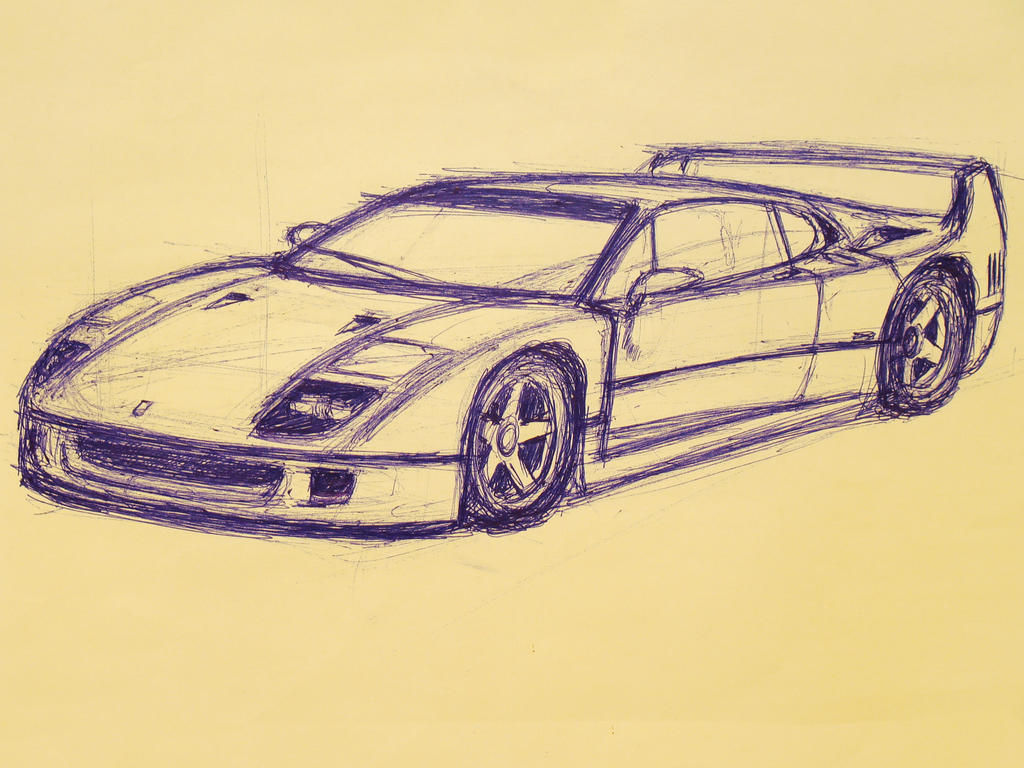 Wallpaper #umeX_JIBSpphPi3-85jz388 Ferrari F40 a Few Minutes Sketch Ball Point Pen by Mastervali on