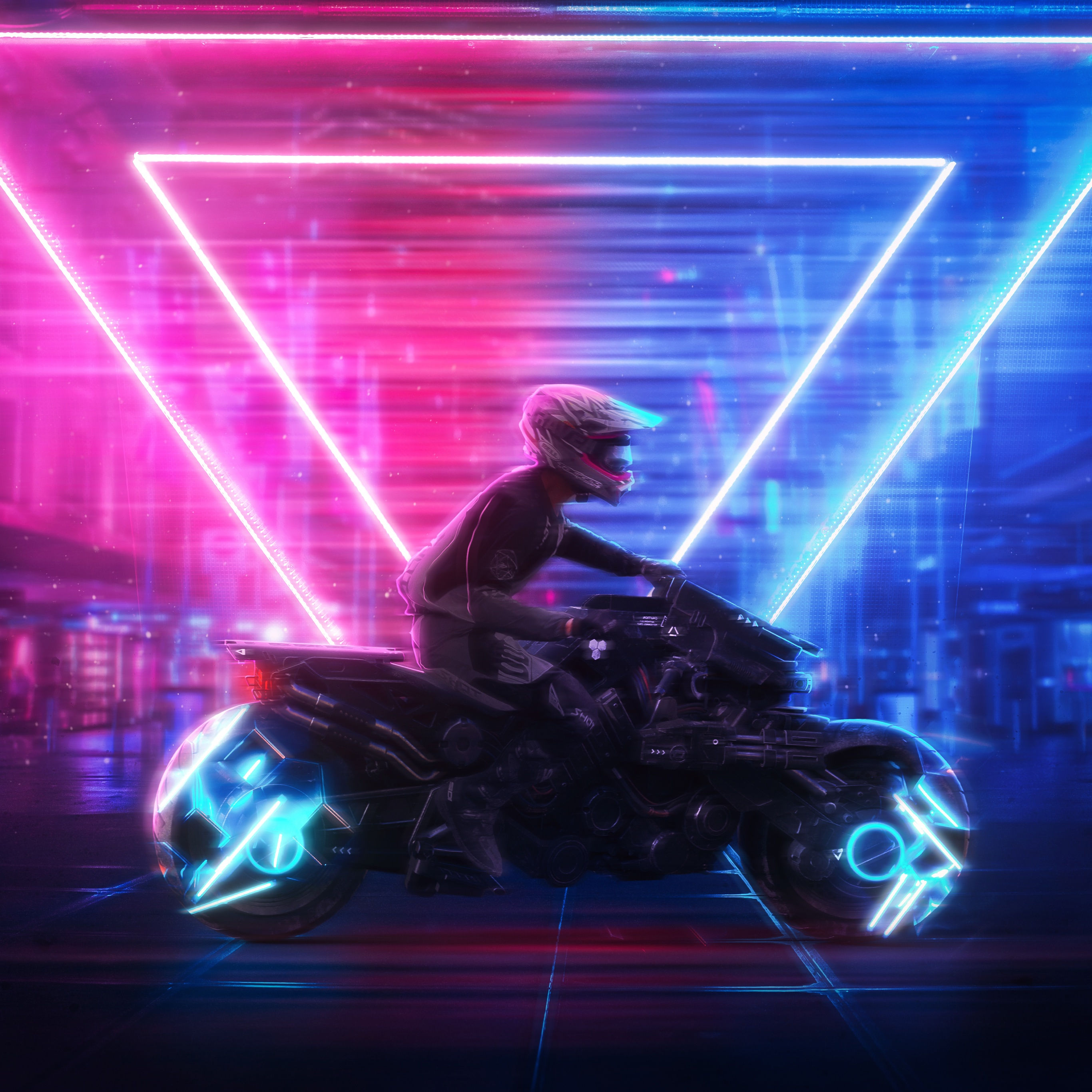 Wallpaper #3XPYf44BFI5NbQksvhdp44 Cyberpunk 2077 Wallpaper 4K Neon Art Neon Lights Triangles