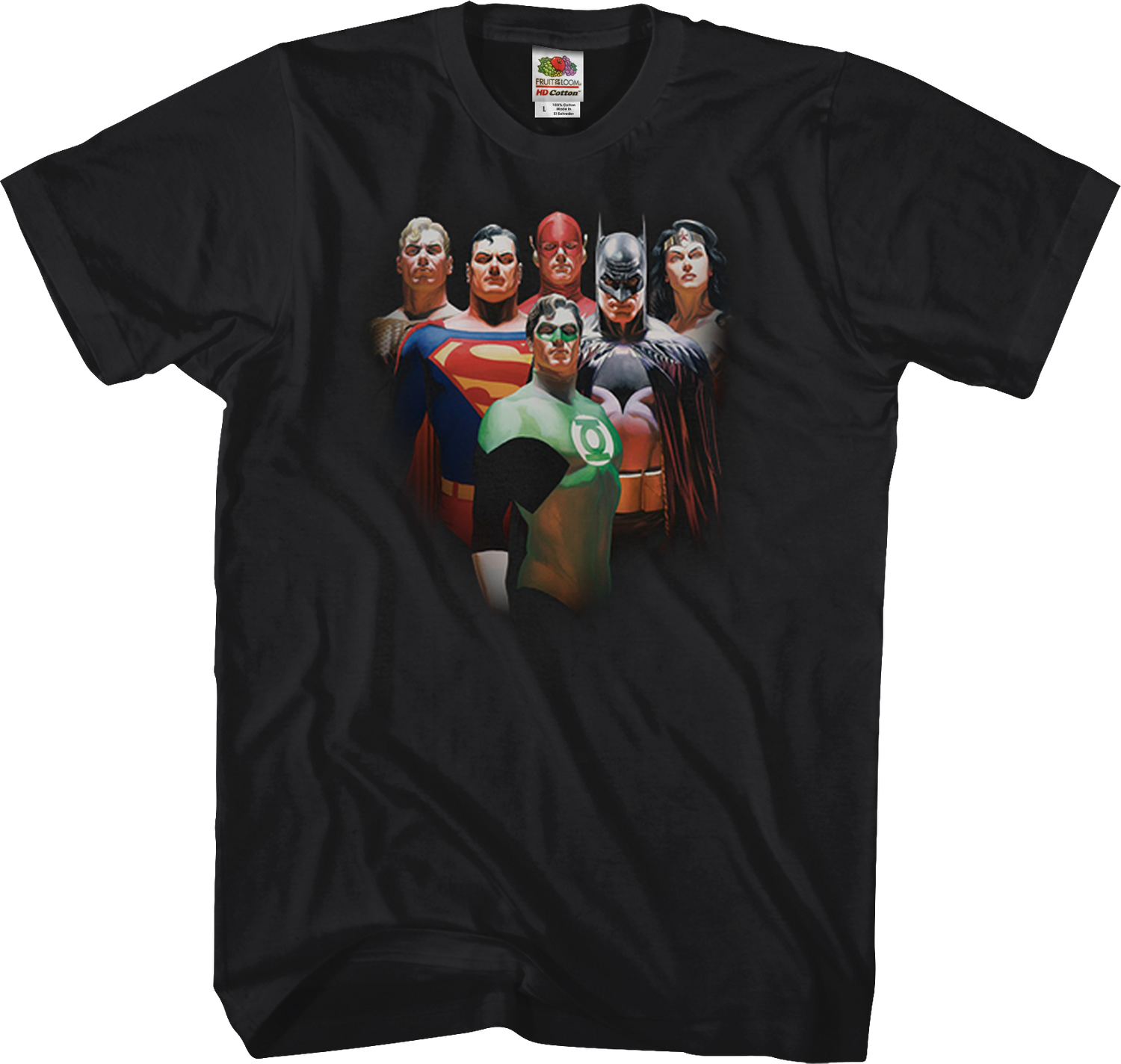 Wallpaper #6mgpH5MBSpphPi3-WCp1403 Alex Ross Justice League T Shirt DC Comics Mens T Shirt