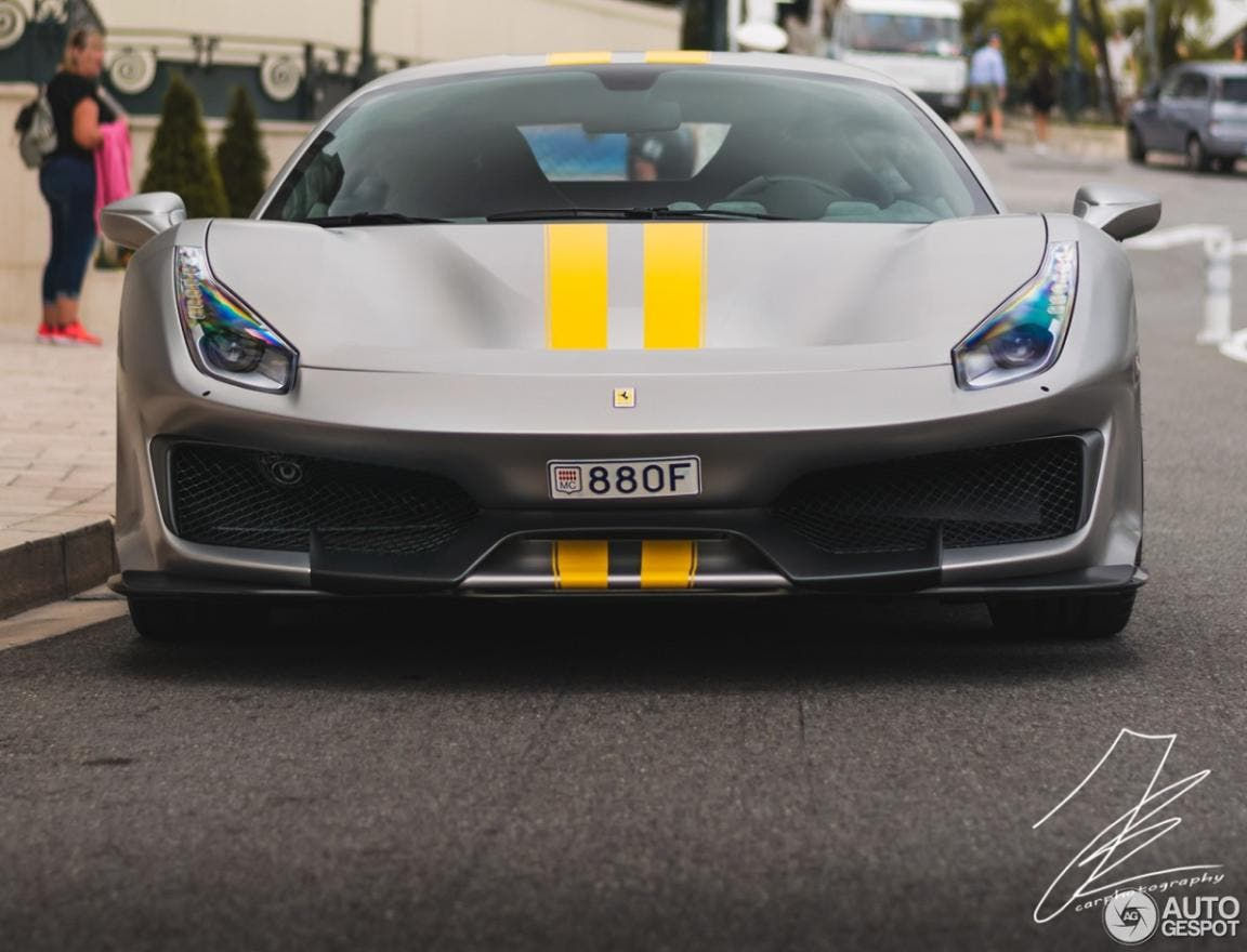 Wallpaper #iHMKhI4BFI5NbQksKxzx30 Ferrari 488 Pista Ecco Un Esemplare Matte Grey Con Striscia Arancione