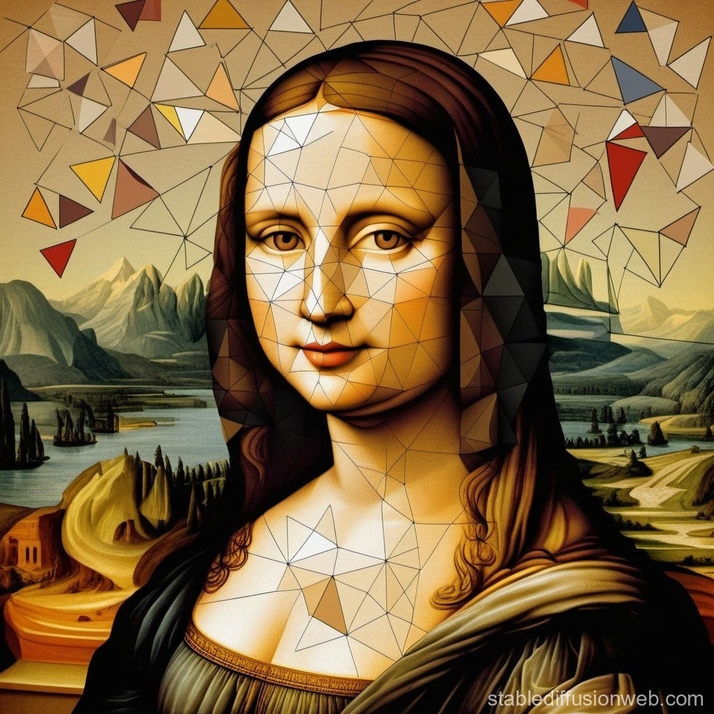 Wallpaper #ime4ApMBSpphPi3-D7BO338 Mona Lisa as 2d Geometric Shapes Stable Diffusion Online