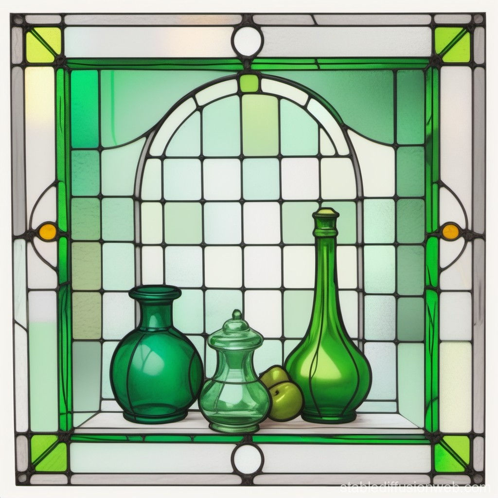 Wallpaper #T2chEpMBSpphPi3-4_pJ588 Sketch of a Square Simple Stained Glass Window with Various Still Life