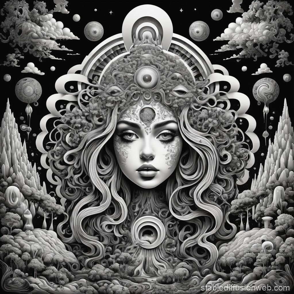 Wallpaper #rztWcJcBSWmA-tzpc4_4182 Psychedelic Black and White Art Stable Diffusion Online