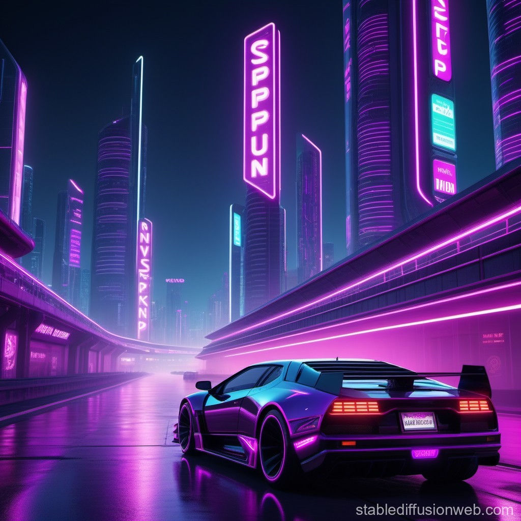 Wallpaper #klb_epcBsd6xcFiEhdxU50 Cyberpunk Highway Landscape Prompts Stable Diffusion Online