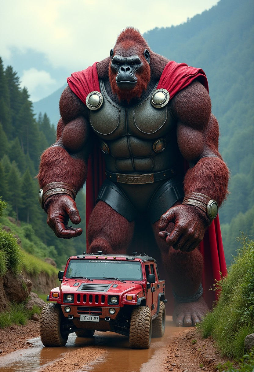 Wallpaper #57jf25IBJvJKYCmE1fhf379 Giant Gorilla Inspired by Captain America in Wonderfull Forest Stable