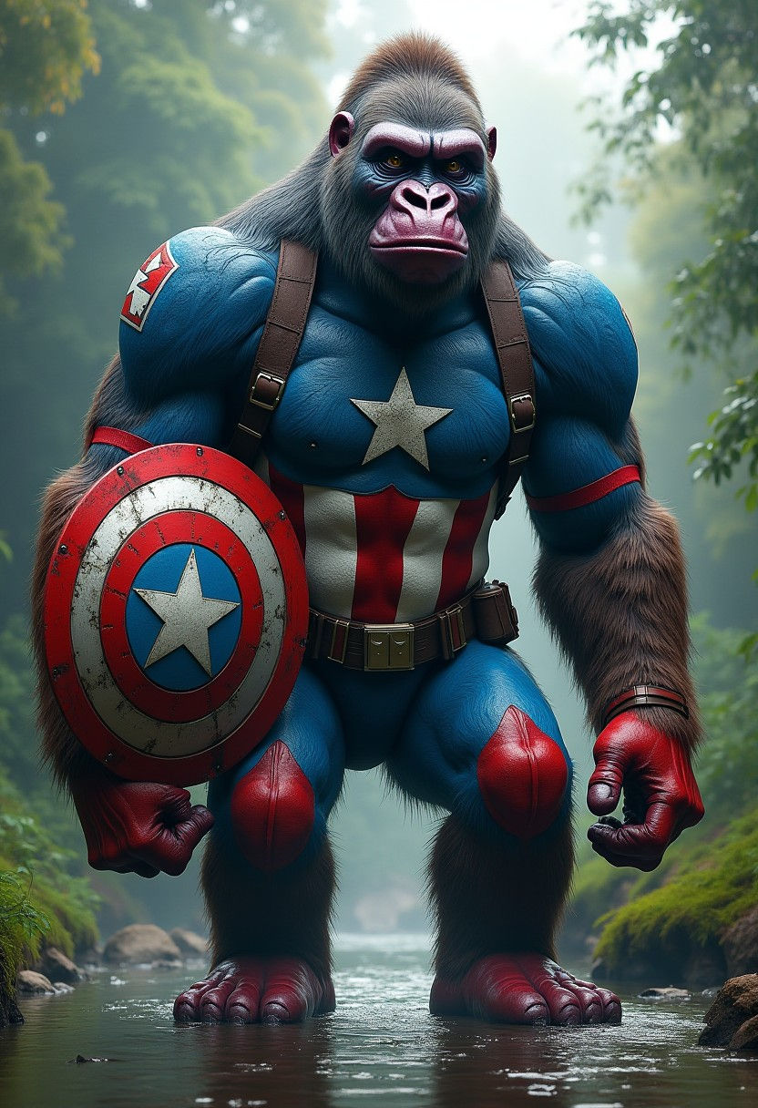 Wallpaper #57jf25IBJvJKYCmE1fhf274 Giant Gorilla Inspired by Captain America Stable Diffusion Online