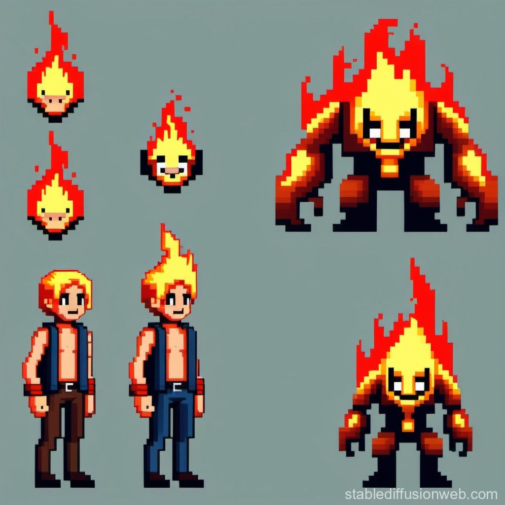 Wallpaper #D1YuepcBsd6xcFiEk9wE149 2d Pixel Art Characters Dialogue with Npc Remembers Fire Stable