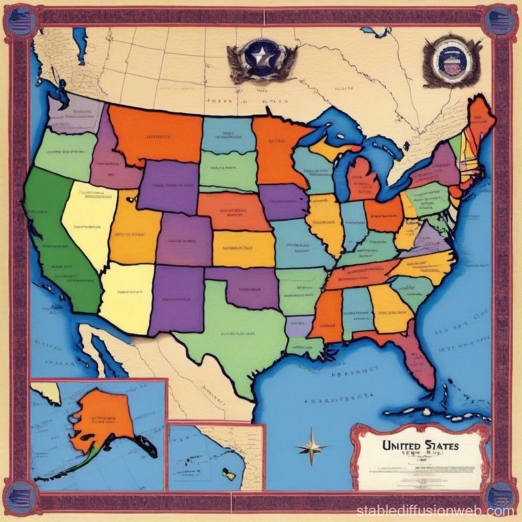 Wallpaper #L20PapcBycdYOYFTAnFj103 Map of United States of America Prompts Stable Diffusion Online