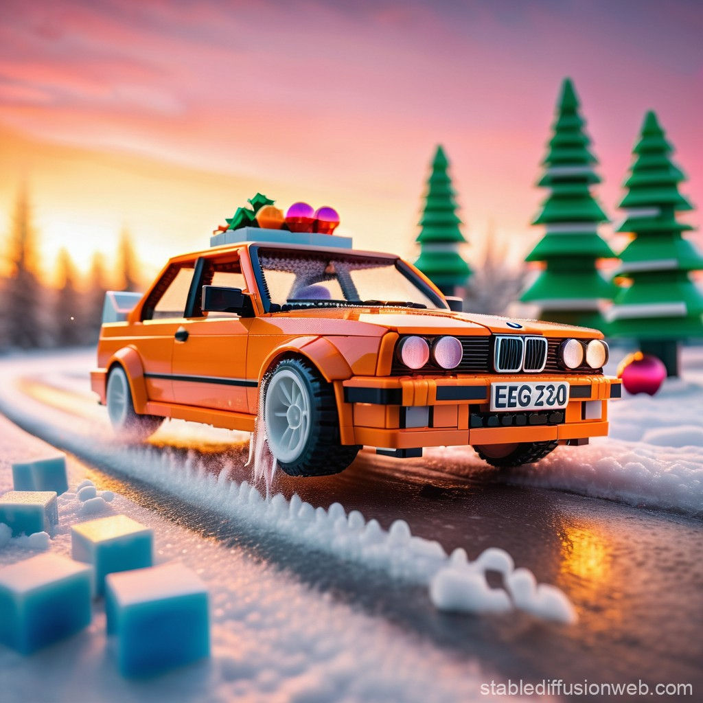 Wallpaper #PovudpcBcm9NJah-eHlb157 Lego Style BMW E30 Drifting on Icy Road at Christmas Stable Diffusion