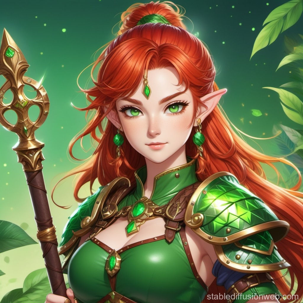 Wallpaper #avA6gJcBi4JM6agGWiFc104 Freckled Dwarf Druid in Green Armor Stable Diffusion Online