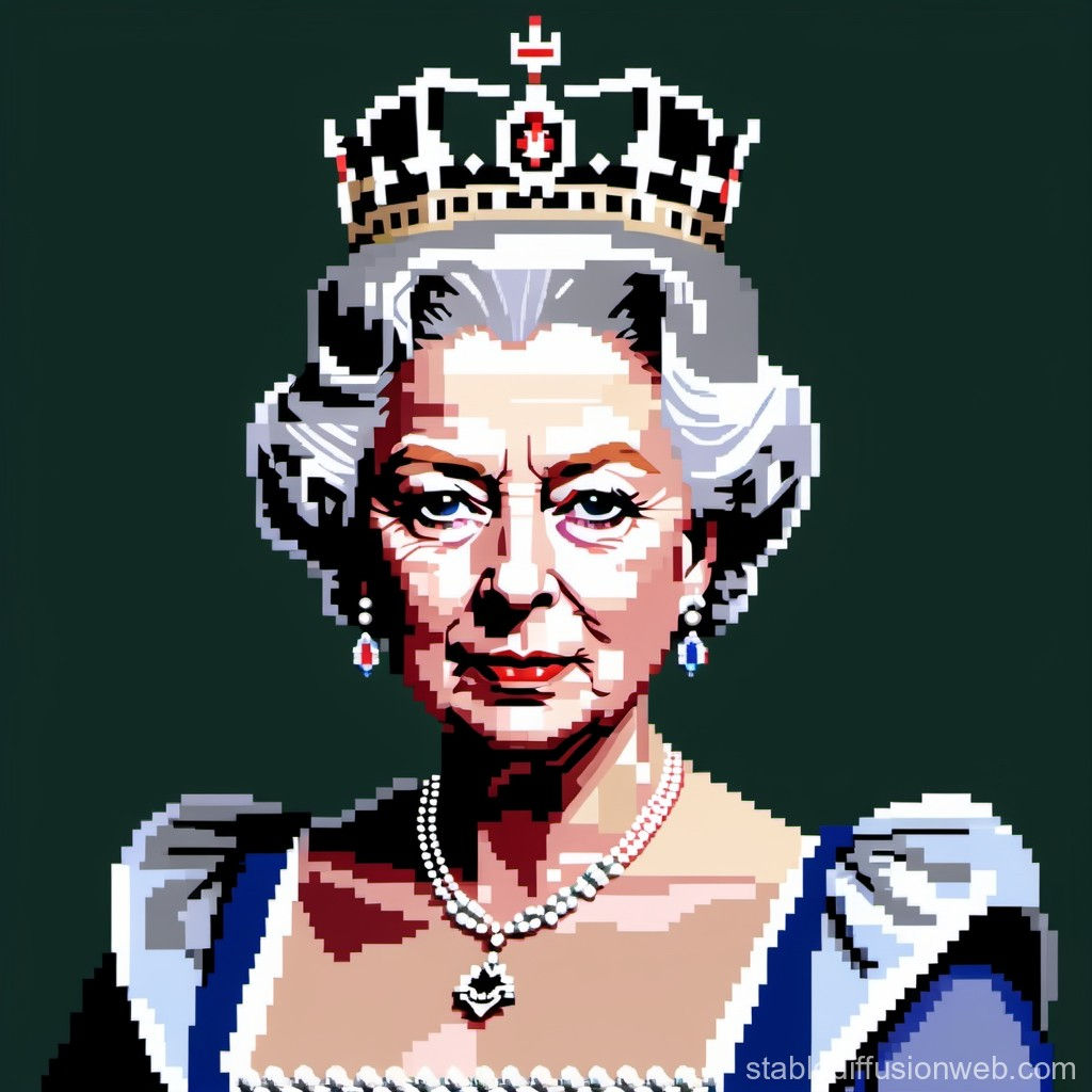 Wallpaper #1Gc765IBSpphPi3-00r6167 Queen Elizabeth in Pixel Art Stable Diffusion Online