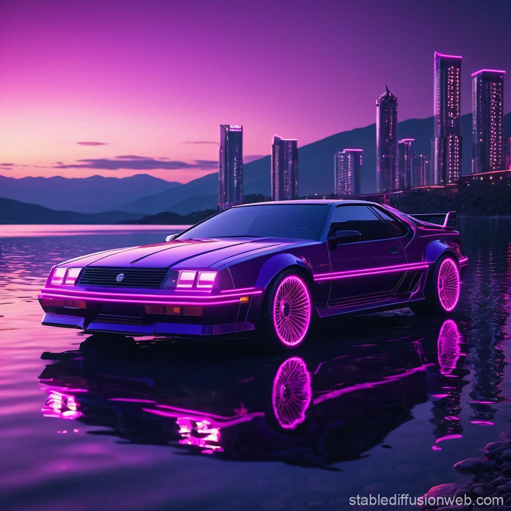 Wallpaper #klb_epcBsd6xcFiEhdxU57 Cyberpunk Car by the Lake Stable Diffusion Online