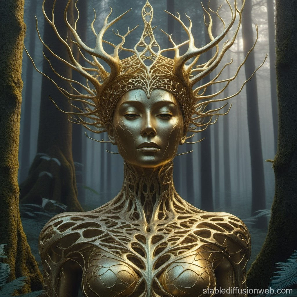 Wallpaper #5fAbfZcBi4JM6agGMx5670 Cyberpunk Statue in Gold Filaments Stable Diffusion Online