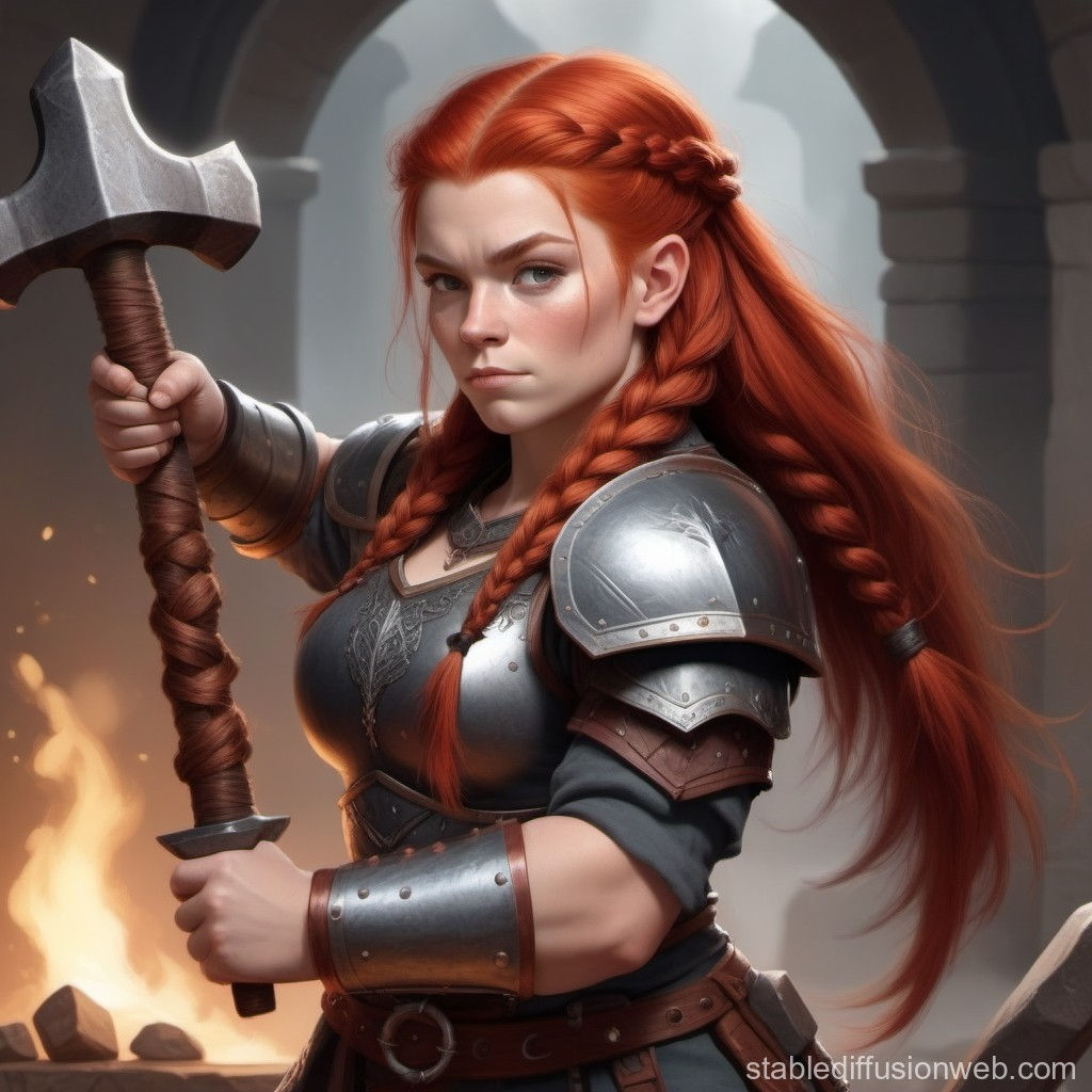 Wallpaper #avA6gJcBi4JM6agGWiFc5 Red Haired Armored Dwarf Warrior with Hammer Stable Diffusion Online