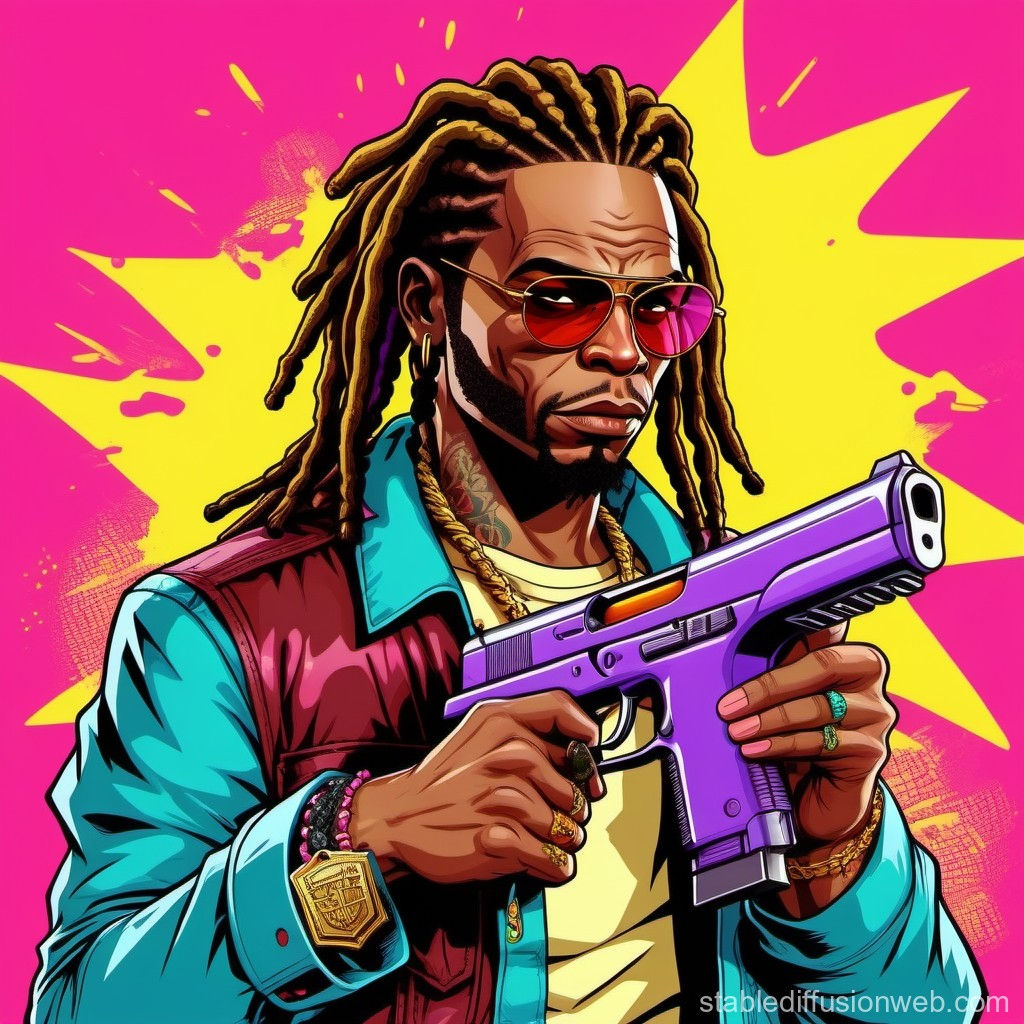 Wallpaper #fGd1AJMBSpphPi3-QqZu385 Gangster Character with Dreads and Weapons Stable Diffusion En Linea