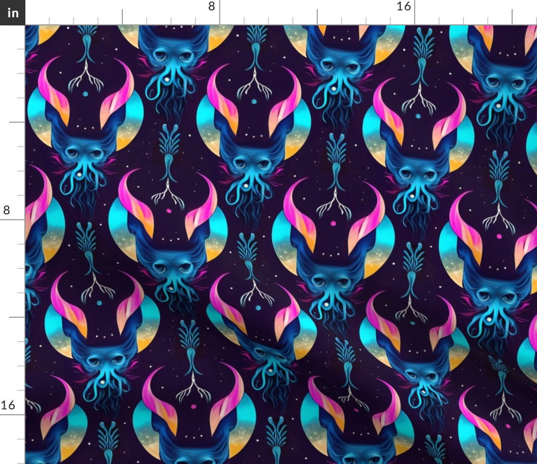 Wallpaper #7hm5Ho8BtGB6xQ78IXkK30 Cyberpunk Cthulhu Large Fabric Spoonflower