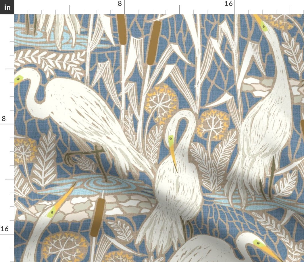 Wallpaper #bmiuE5MBSpphPi3-swEr380 No1 Custom Request Watching Cranes Fabric Spoonflower