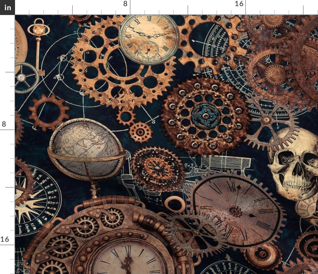 Wallpaper #K_BLfJcBi4JM6agGTB4267 Steampunk Retro Gothic Grunge Collage Fabric Spoonflower