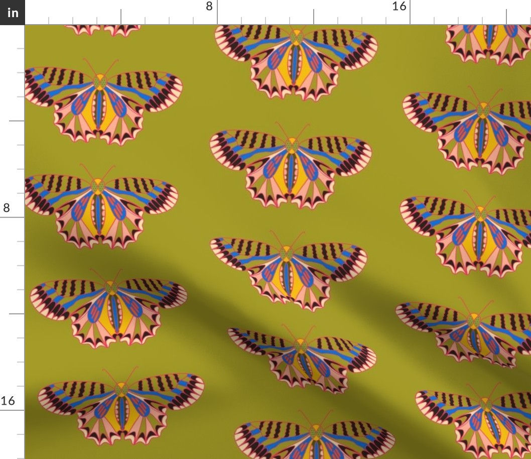Wallpaper #zO_aTJMBMN-XEVvVRz56290 Geo Butterfly Multi Color Rainbow Design Fabric Spoonflower