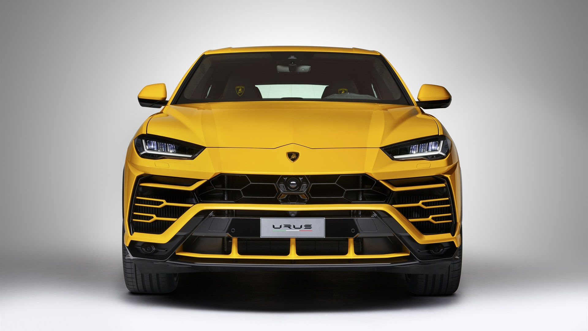 Wallpaper #L_DegJcBi4JM6agGJyLW107 Wallpaper Lamborghini Urus Yellow SUV Supercar Front View Headlight
