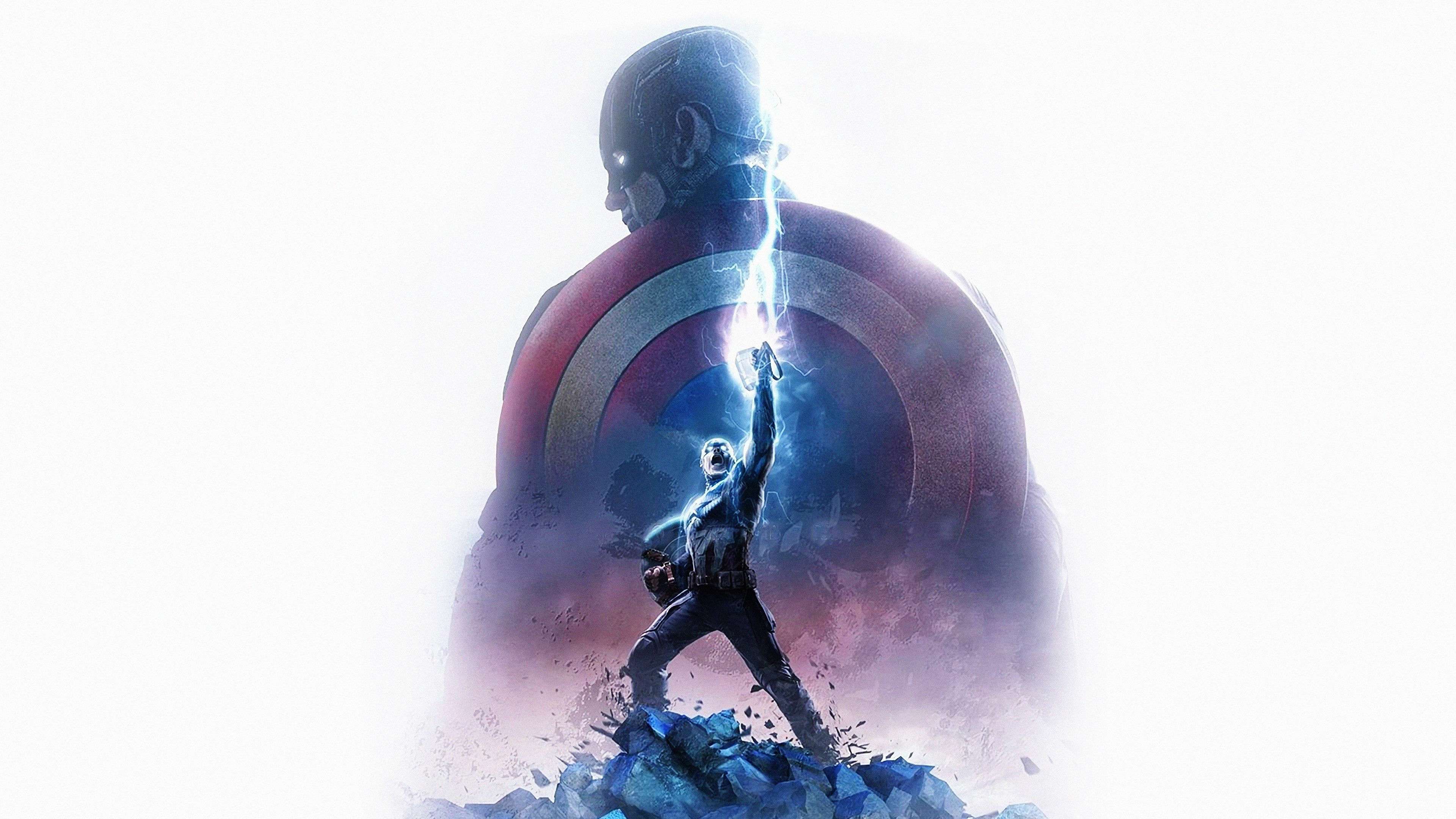 Wallpaper #B70BF Captain America Surrounded by Lightning from Thors Hammer