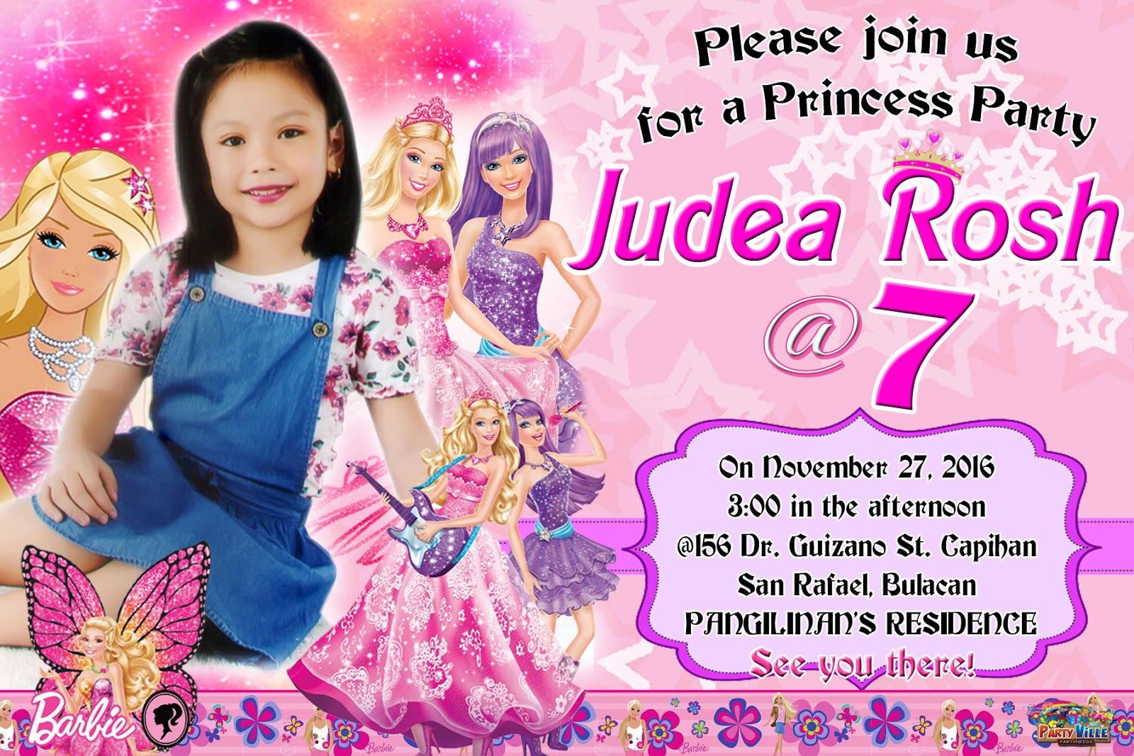 Wallpaper #MGirGpMBSpphPi3-mR1G96 Barbie Design Sample Invitation for 7th Birthday Get Layout