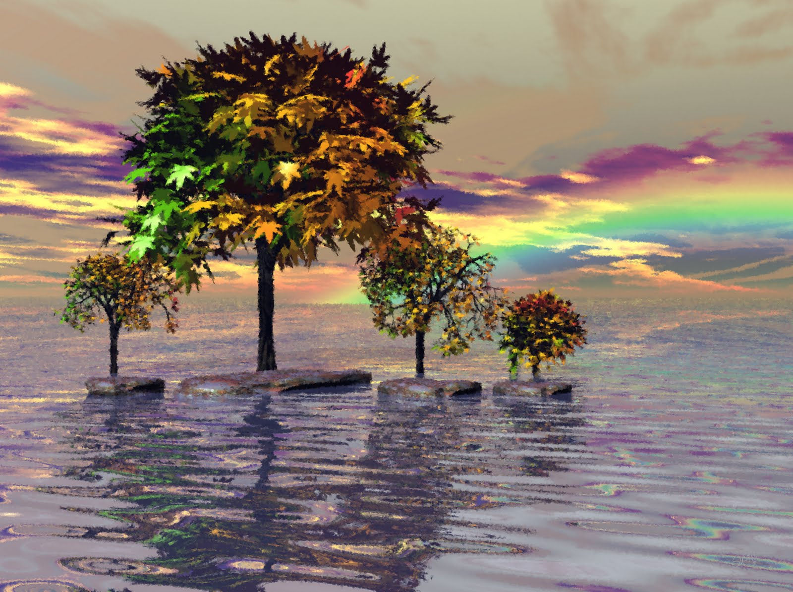 Wallpaper #KW2GaJcBycdYOYFTt3BW34 Paintings of Artists Original Unusual Art Painting of Trees on Sunset