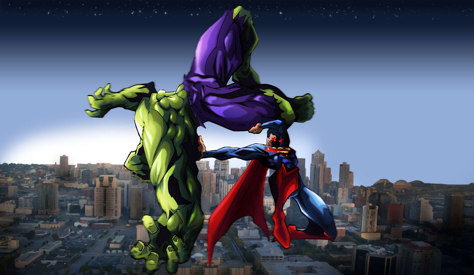Wallpaper #VUCBL5MBJhL2WPba7b0E83 David Moon Illustration Design Superman vs Hulk
