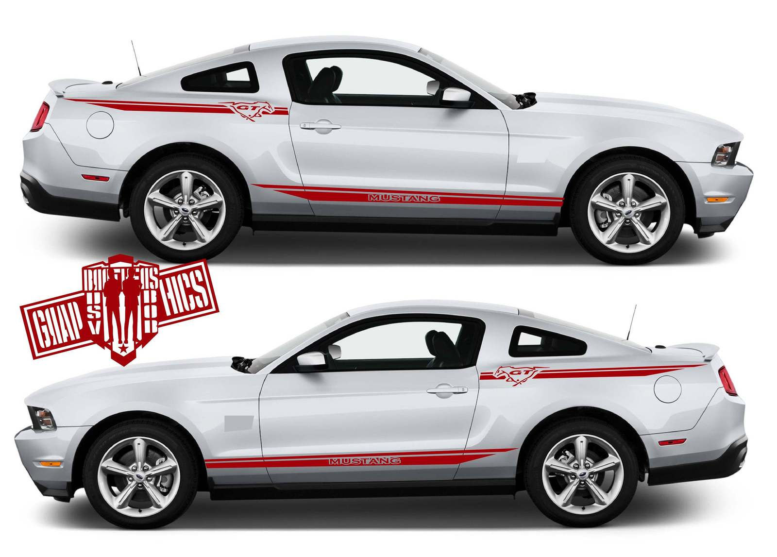Wallpaper #2e_gTJMBMN-XEVvVrT7C11 4x Decal Sticker Vinyl Side Racing Stripes Compatible with Ford Mustang