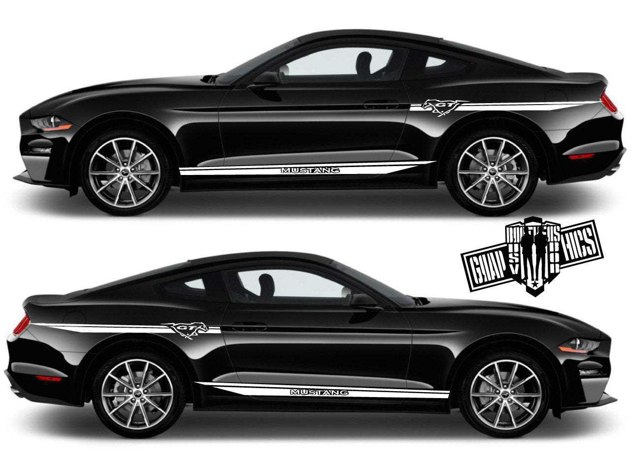 Wallpaper #2e_gTJMBMN-XEVvVrT7C21 4x Decal Sticker Vinyl Side Racing Stripes Compatible with Ford Mustang