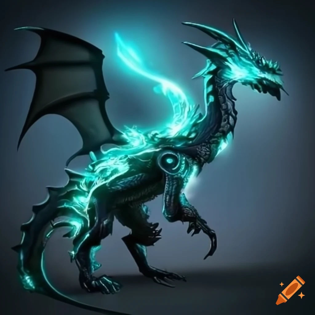 Wallpaper #nSyYSZMB0E1QgA7wi_Pe18 Sci Fi Dragon with Mechanical Wings on Craiyon