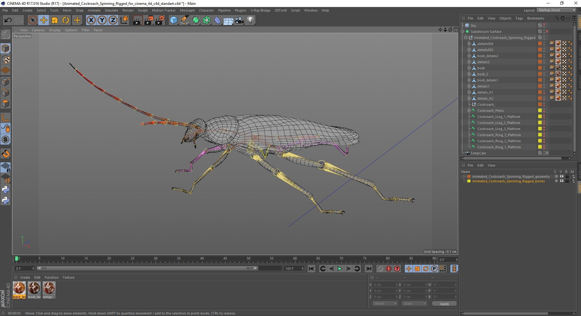 Wallpaper #SWdXCpMBSpphPi3-q9Qk271 Animated Cockroach Spinning Rigged for Cinema 4d 3D Model 119 C4d