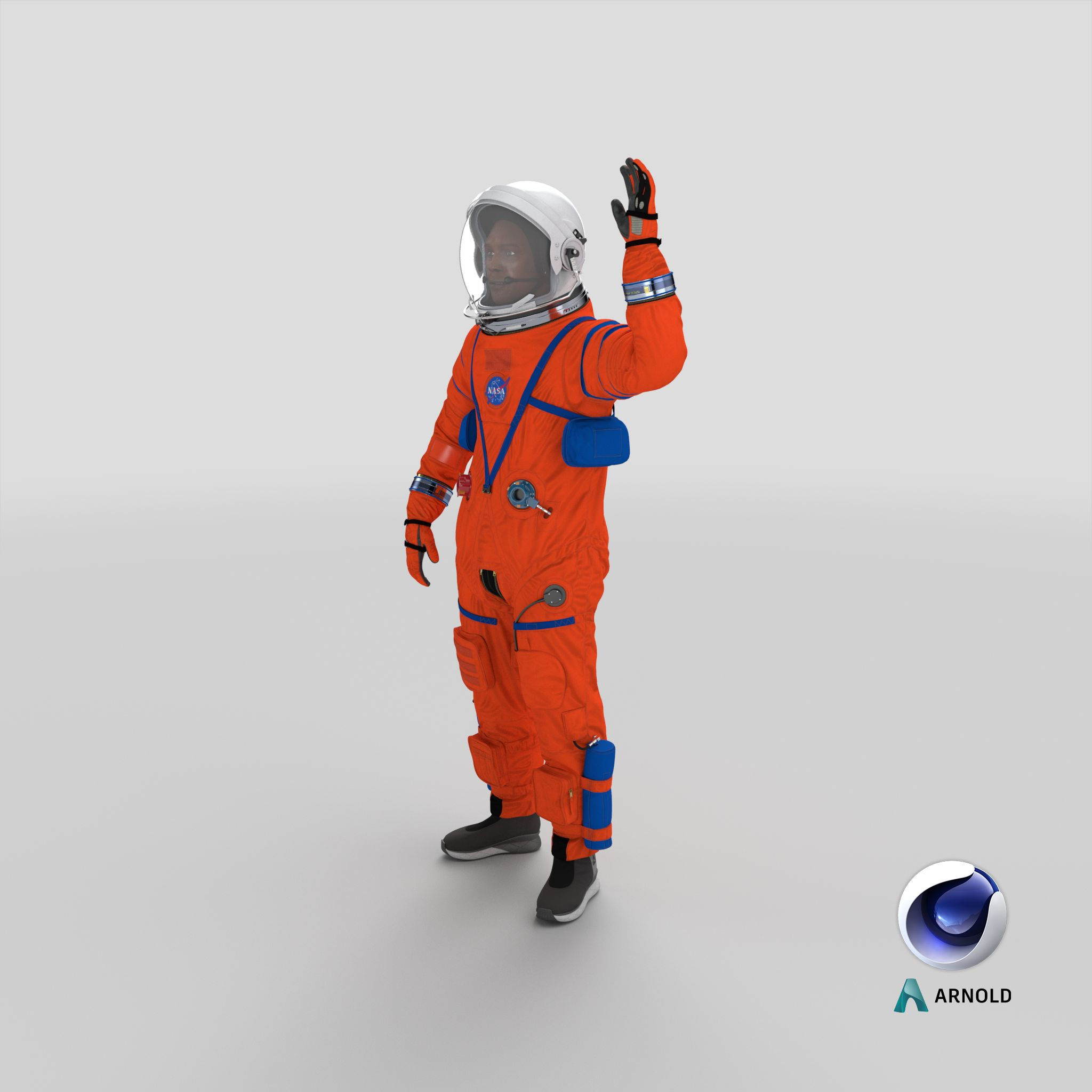 Wallpaper #e2eE_JIBSpphPi3-ZZiW384 Astronaut in Aces Spacesuit Greetings Pose 3D Model 199 3ds Blend