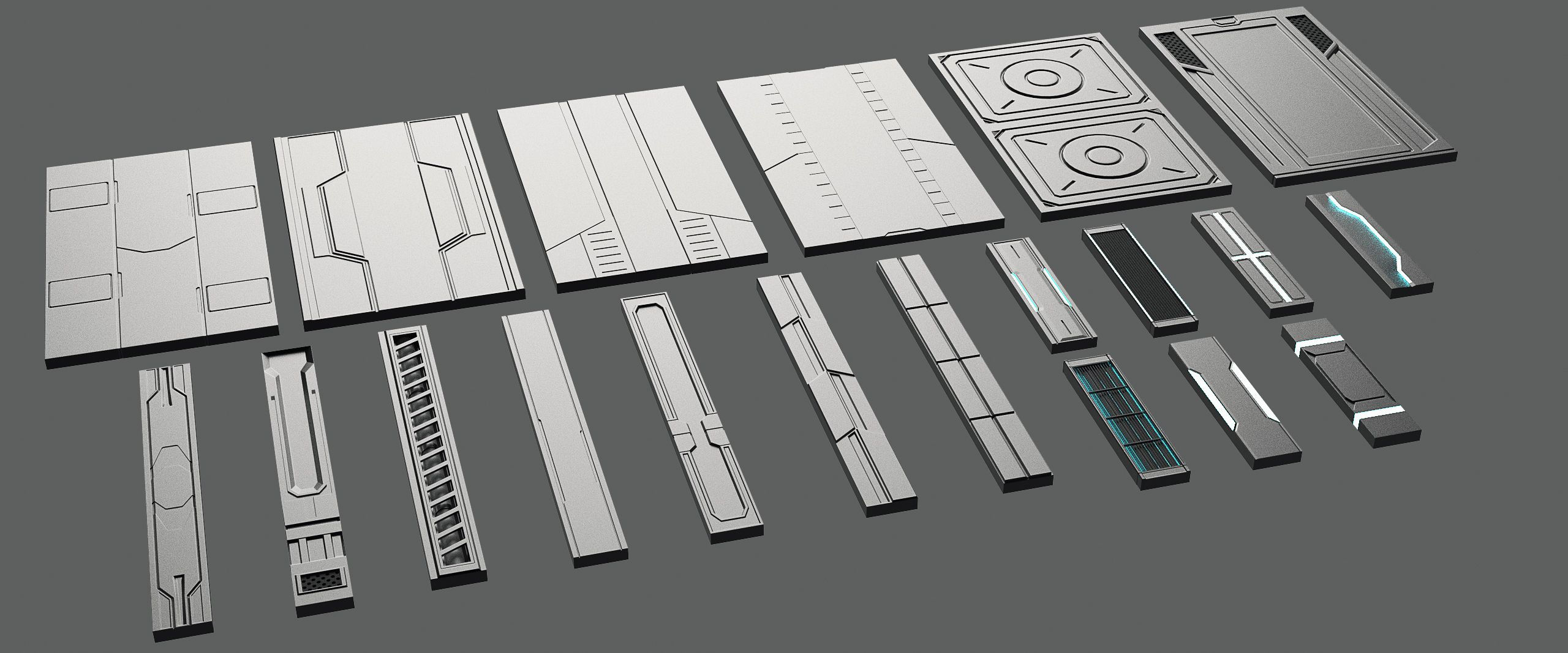 Wallpaper #uRmdHo8BtGB6xQ789HnJ50 Sci Fi Panels Pack 20 3D Model 5 Fbx Obj Free3d