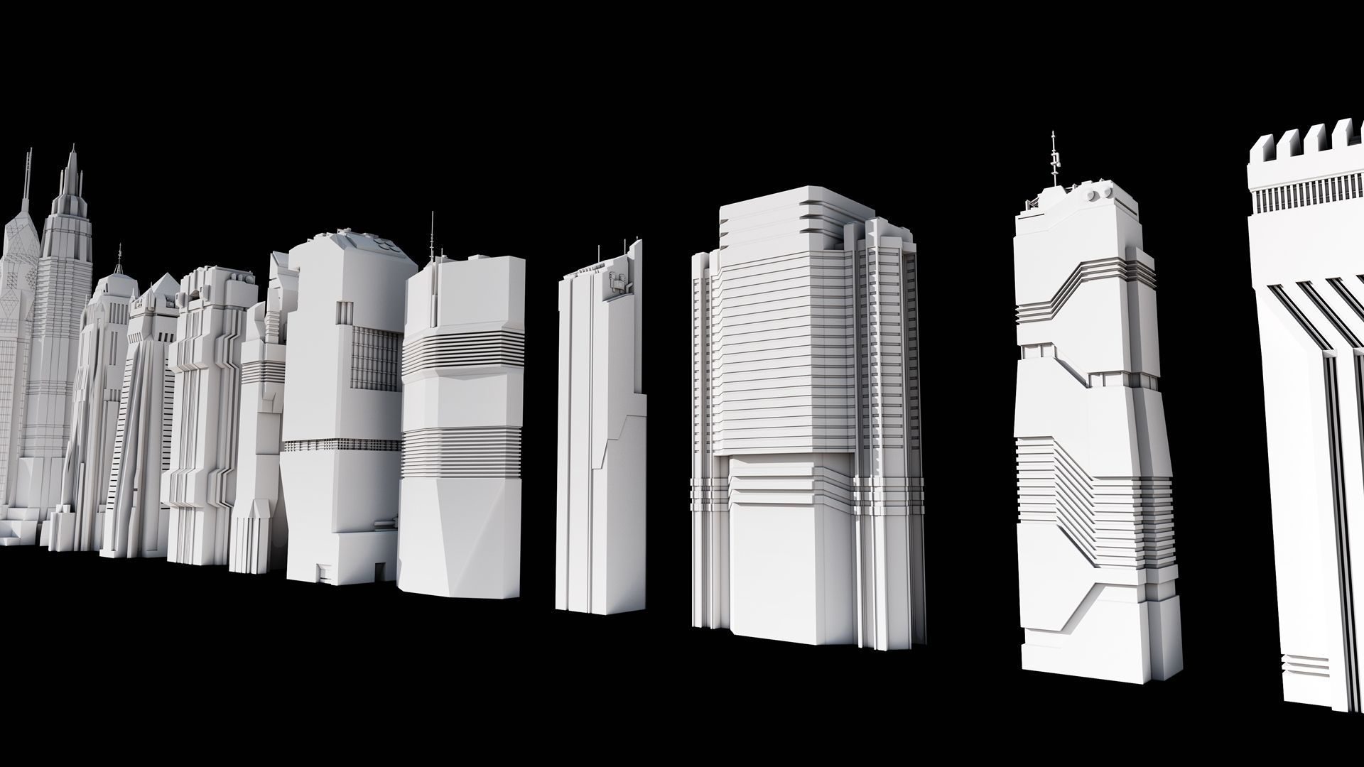 Wallpaper #nGgOHJMBSpphPi3-CSHM181 Cyberpunk Modern Low Poly Sci Fi Skyscrapers Low Poly 3D Model 3D Model