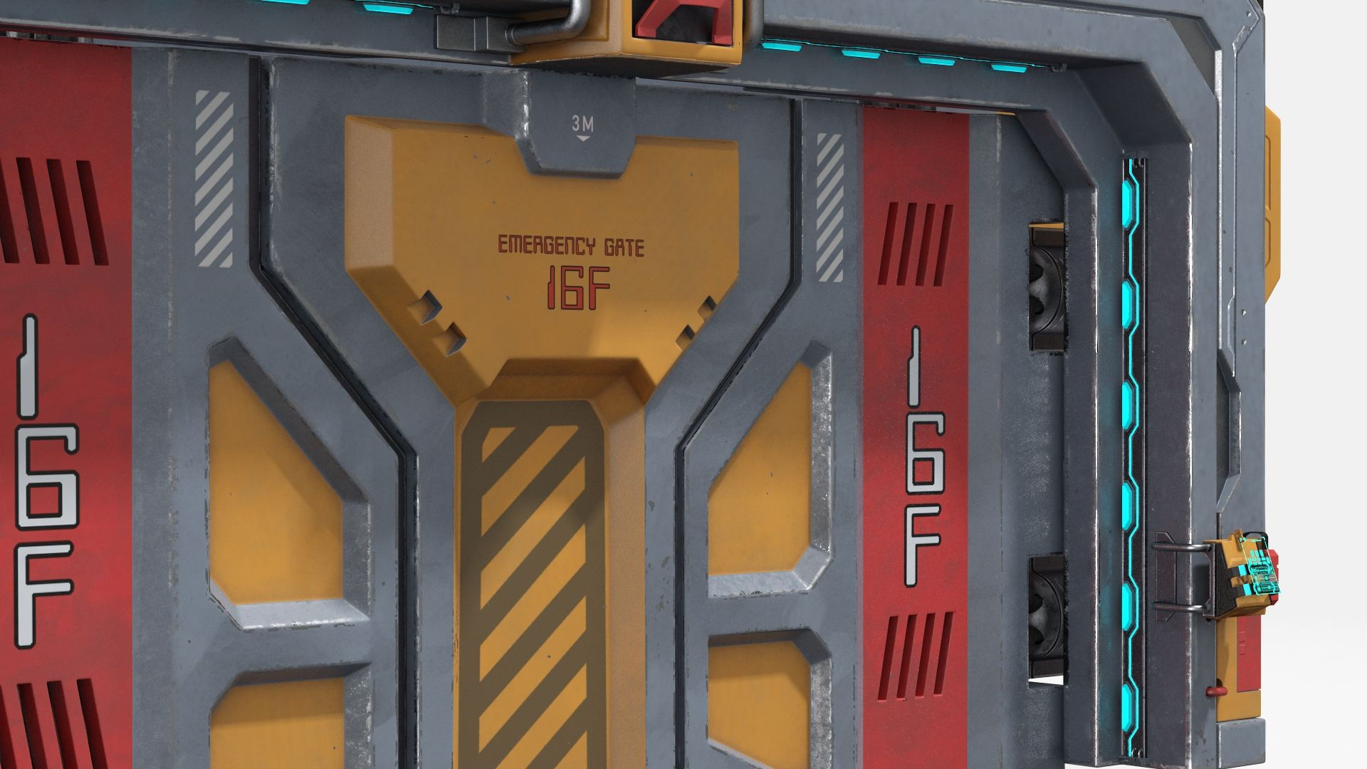 Wallpaper #NWegBpMBSpphPi3-J8JF160 Sci Fi Reinforced Sliding Gate 3D Model 69 3ds Blend C4d Fbx