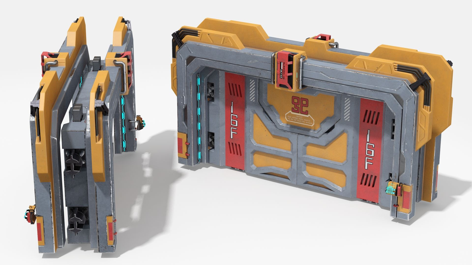 Wallpaper #NWegBpMBSpphPi3-J8JF238 Sci Fi Reinforced Sliding Gate 3D Model 69 3ds Blend C4d Fbx