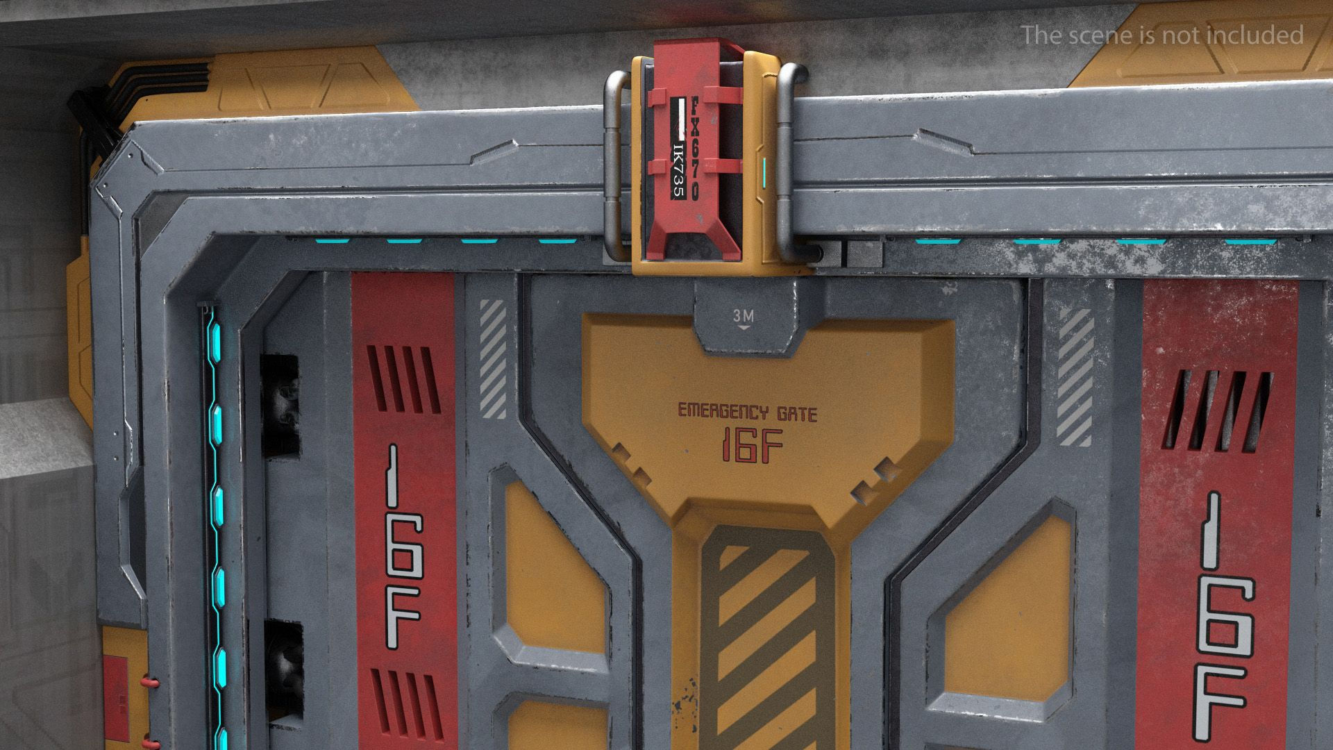Wallpaper #NWegBpMBSpphPi3-J8JF119 Sci Fi Reinforced Sliding Gate 3D Model 69 3ds Blend C4d Fbx