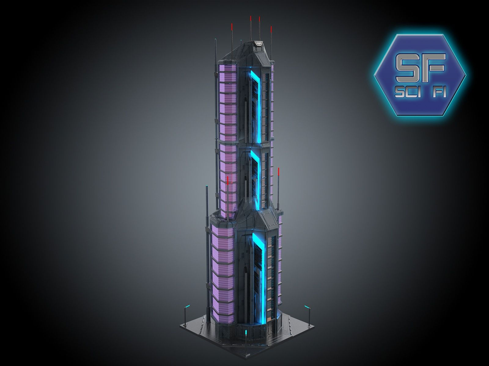 Wallpaper #nGgOHJMBSpphPi3-CSHM251 Sci Fi Cyberpunk Building HD 3D Model 99 Fbx Obj Max Unknown