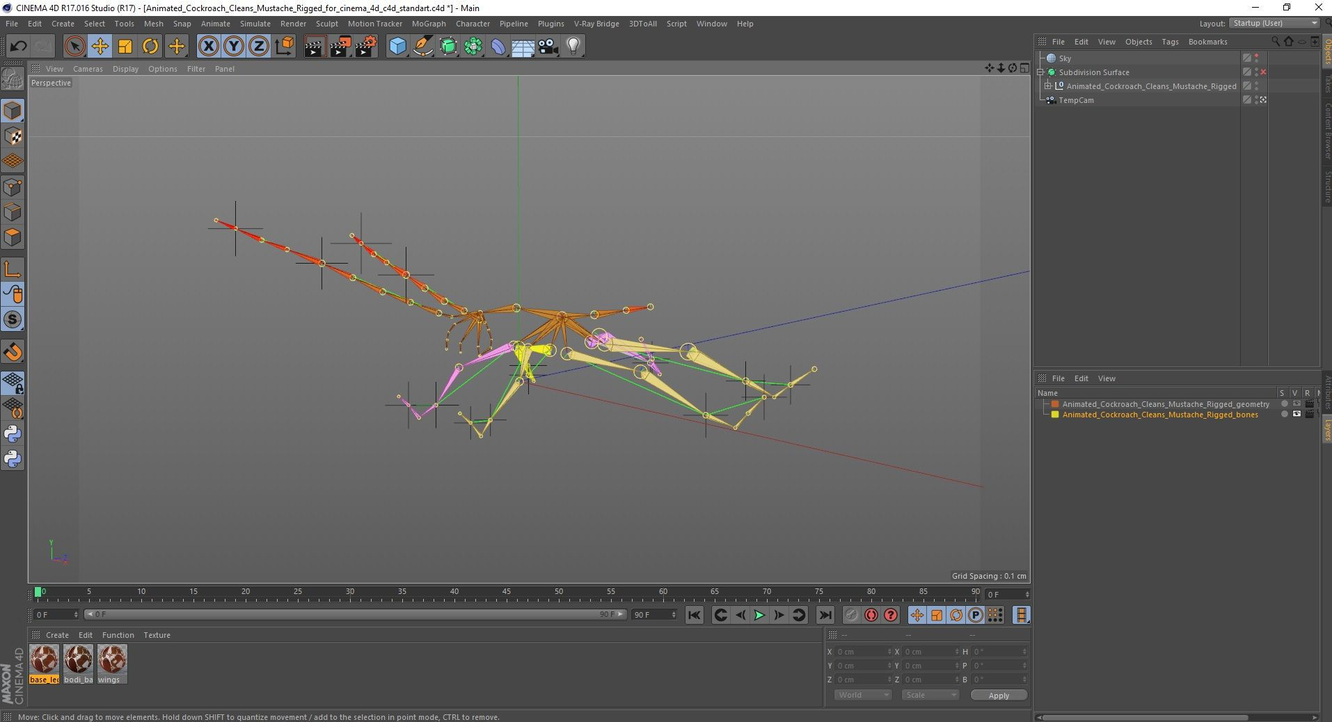 Wallpaper #SWdXCpMBSpphPi3-q9Qk352 Animated Cockroach Cleans Mustache Rigged for Cinema 4d 3D Model 149