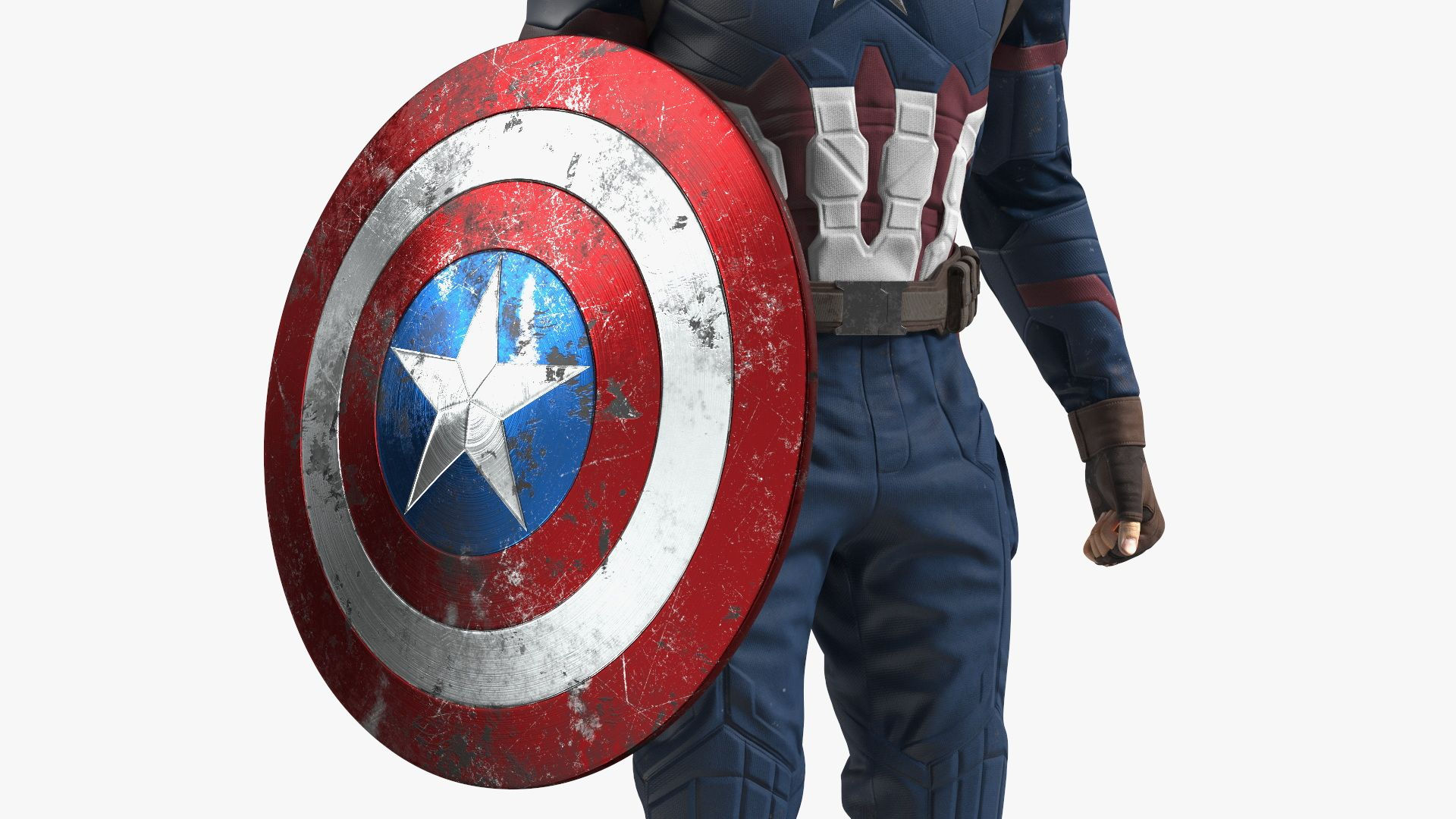 Wallpaper #9GcMCJMBSpphPi3-_8hW252 Captain America Standing in Worn Suit 3D Model 149 3ds Blend C4d