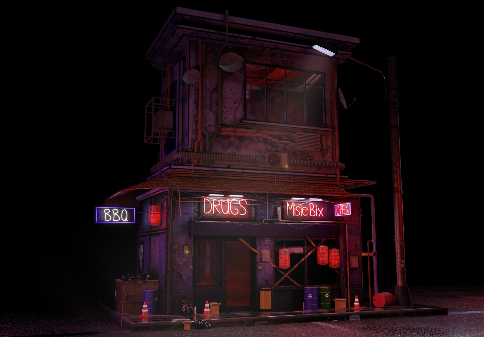 Wallpaper #mGcv8ZIBSpphPi3-O2pF275 Artstation Cyberpunk Japanese Style House