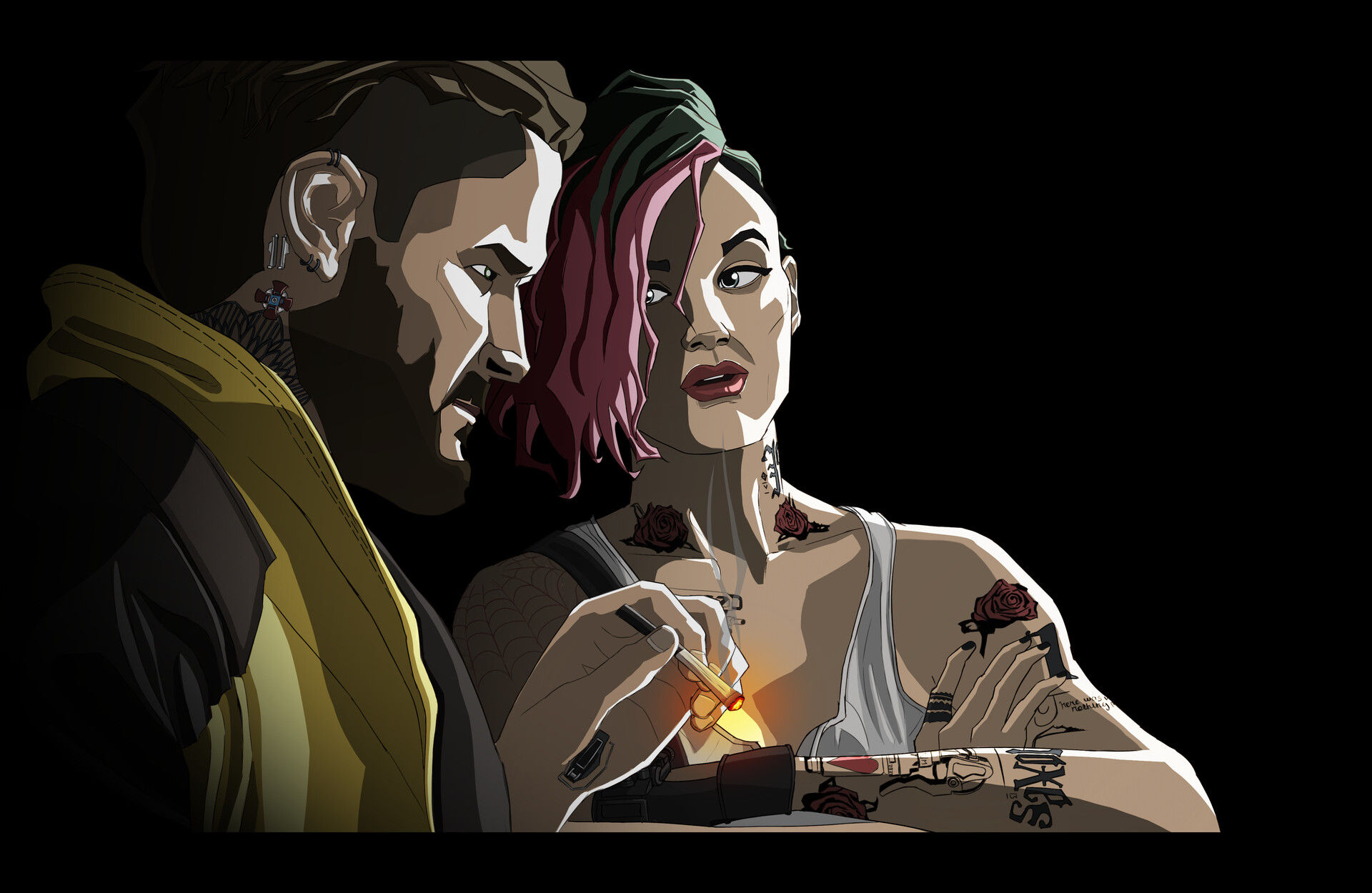Wallpaper #iBrMT5MB1yWOL4qgeX8376 Artstation Cyberpunk 2077 V and Judy